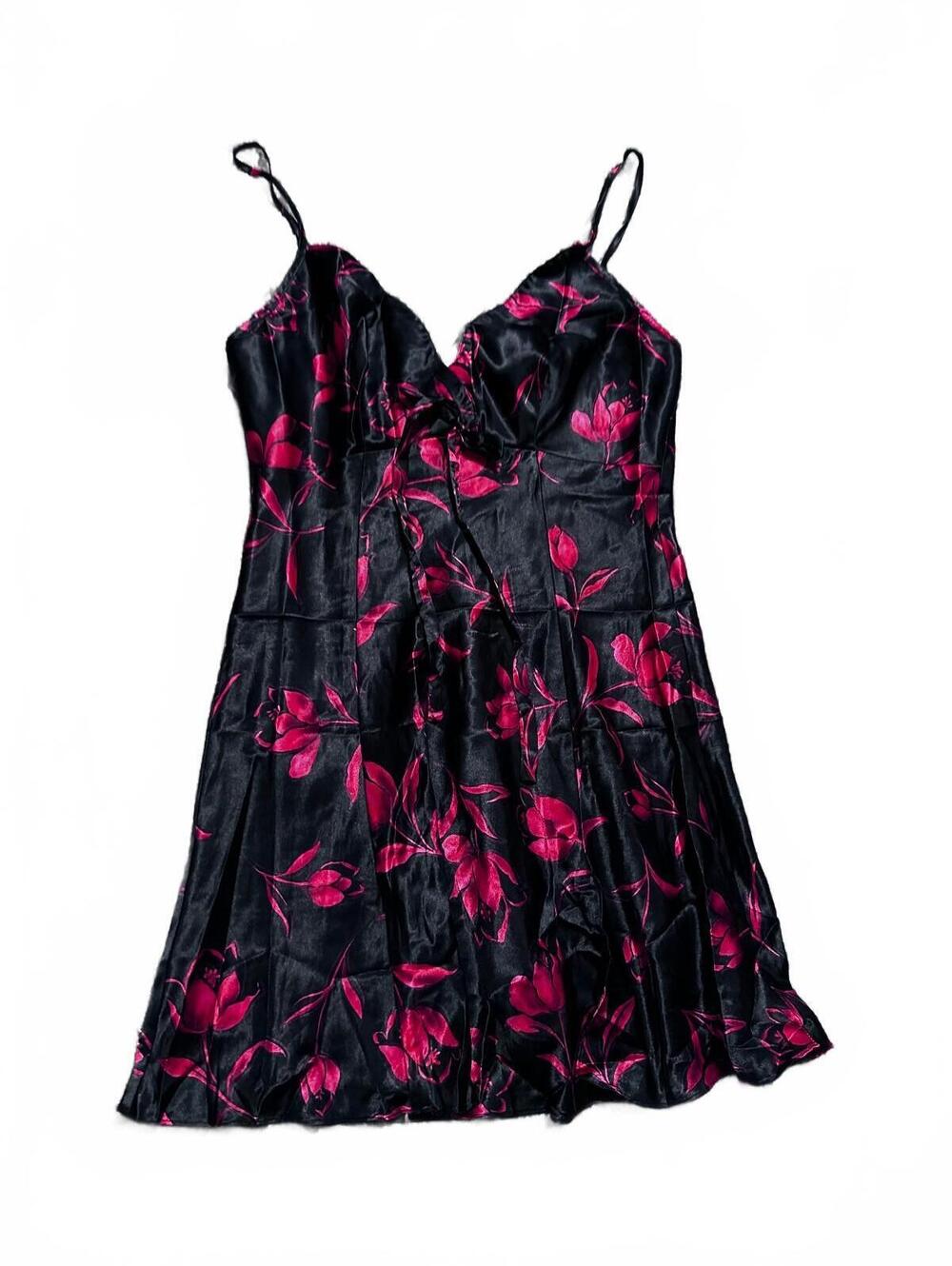 2000s Private Luxuries Size S Black and Pink Babydoll Slip Dress
